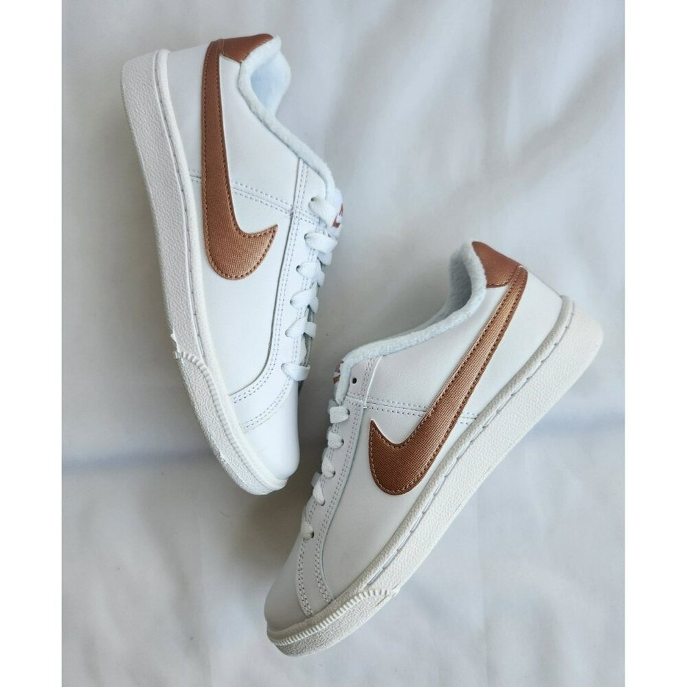 6 WOMEN'S NIKE COURT ROYALE WHITE METALLIC BRONZE 749867-101 SNEAKERS